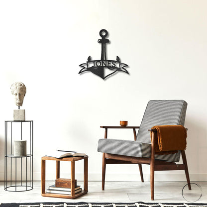 Anchor Banner Custom Family Name Steel Sign Wall Art - Mallard Moon Gift Shop