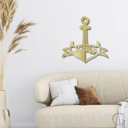 Anchor Banner Custom Family Name Steel Sign Wall Art - Mallard Moon Gift Shop
