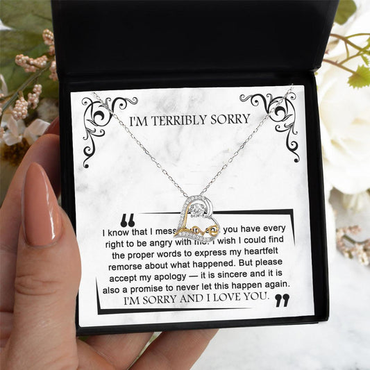 Apology Gift for Girlfriend, Wife, Soulmate - Sorry, Angry With Me - Love Dancing Heart Pendant Necklace - Mallard Moon Gift Shop