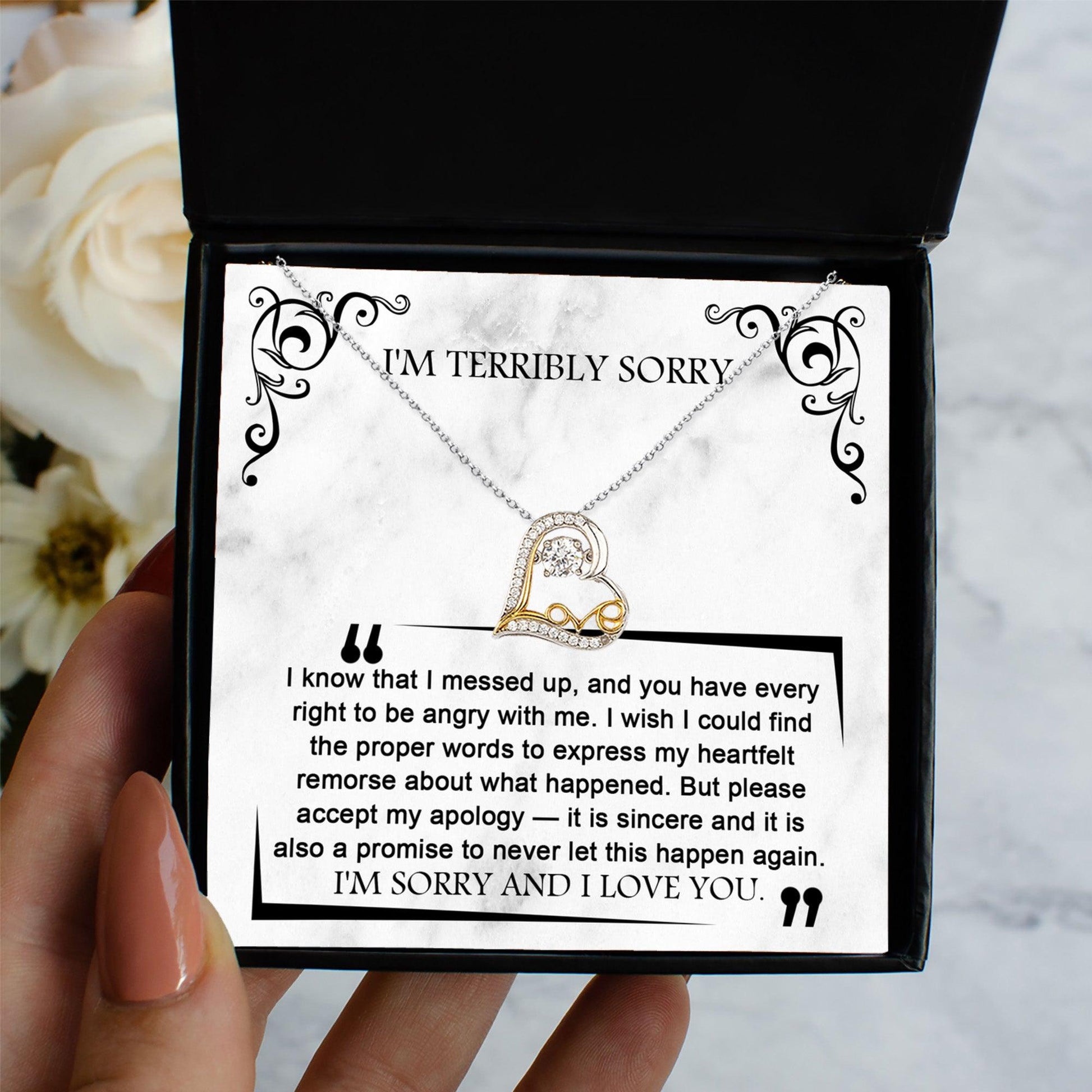 Apology Gift for Girlfriend, Wife, Soulmate - Sorry, Angry With Me - Love Dancing Heart Pendant Necklace - Mallard Moon Gift Shop