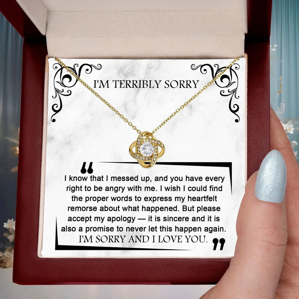 Apology Gift for Girlfriend, Wife, Soulmate - Sorry, Angry With Me - Love Knot Pendant Necklace