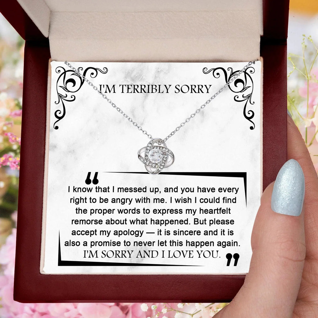 Apology Gift for Girlfriend, Wife, Soulmate - Sorry, Angry With Me - Love Knot Pendant Necklace