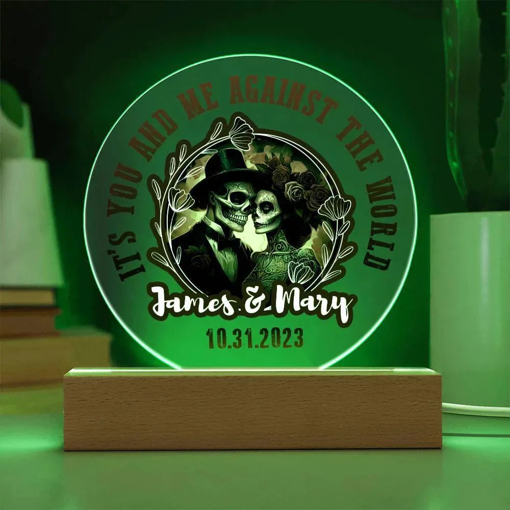 Anniversary - Wedding Gift - Day of the Dead Skeleton Couple Personalized Acrylic Plaque