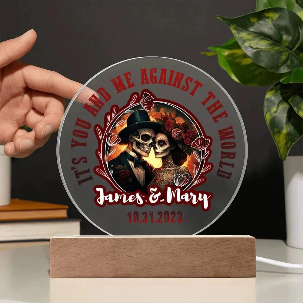 Anniversary - Wedding Gift - Day of the Dead Skeleton Couple Personalized Acrylic Plaque