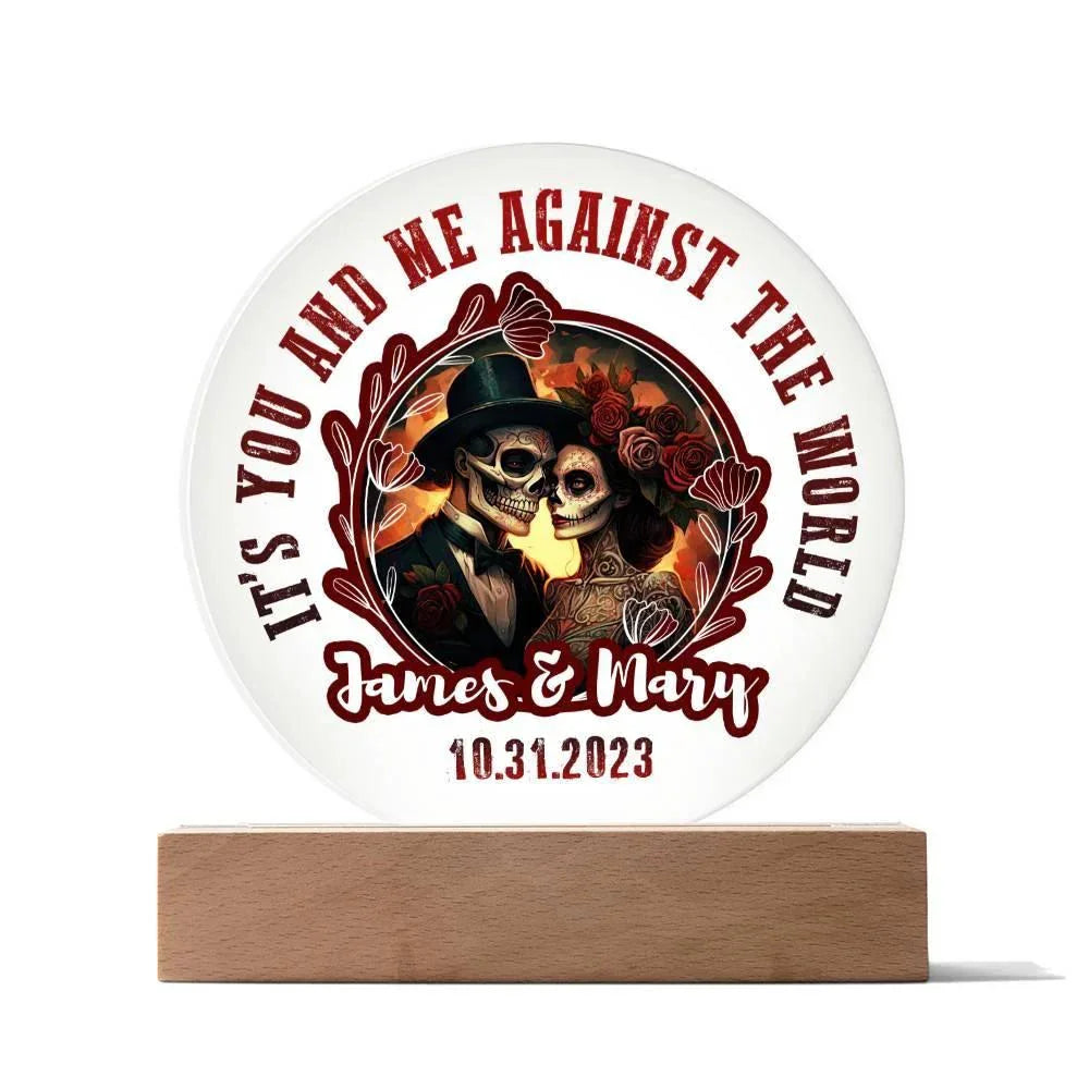 Anniversary - Wedding Gift - Day of the Dead Skeleton Couple Personalized Acrylic Plaque