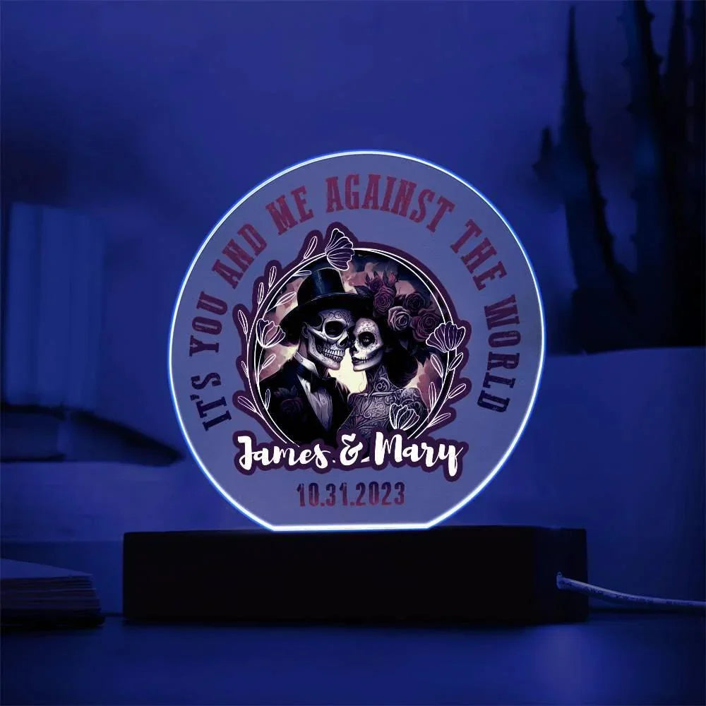 Anniversary - Wedding Gift - Day of the Dead Skeleton Couple Personalized Acrylic Plaque