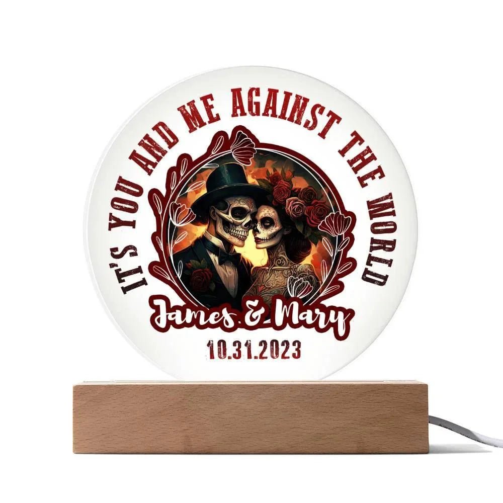 Anniversary - Wedding Gift - Day of the Dead Skeleton Couple Personalized Acrylic Plaque