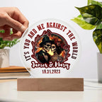 Anniversary - Wedding Gift - Day of the Dead Skeleton Couple Personalized Acrylic Plaque
