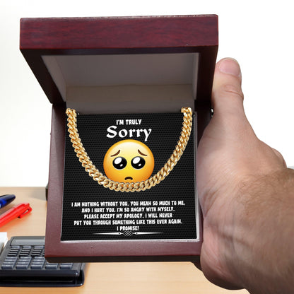 Apology Gift for Him-Sorry, Accept My Apology-Cuban Link Chain Necklace - Mallard Moon Gift Shop