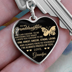 To My Granddaughter – Graphic Heart Keychain from Grandpa | Inspirational Personalized Gift with Butterfly Design