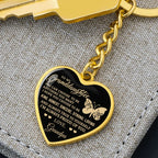 To My Granddaughter – Graphic Heart Keychain from Grandpa | Inspirational Personalized Gift with Butterfly Design