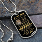 To My Son – Old Lion Dog Tag Necklace from Dad | Personalized Military Pendant Keepsake Gift for Birthday, Graduation, Christmas, or Deployment