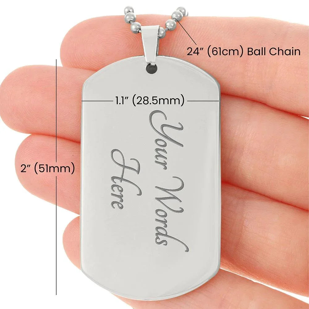 To My Son – Old Lion Dog Tag Necklace from Dad | Personalized Military Pendant Keepsake Gift for Birthday, Graduation, Christmas, or Deployment
