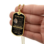 To My Son – Old Lion Dog Tag Necklace from Dad | Personalized Military Pendant Keepsake Gift for Birthday, Graduation, Christmas, or Deployment