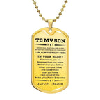 Gift for Adult Son Military Dog Tag Style Personalized Engraved Necklace Love Mom