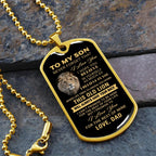 To My Son – Old Lion Dog Tag Necklace from Dad | Personalized Military Pendant Keepsake Gift for Birthday, Graduation, Christmas, or Deployment