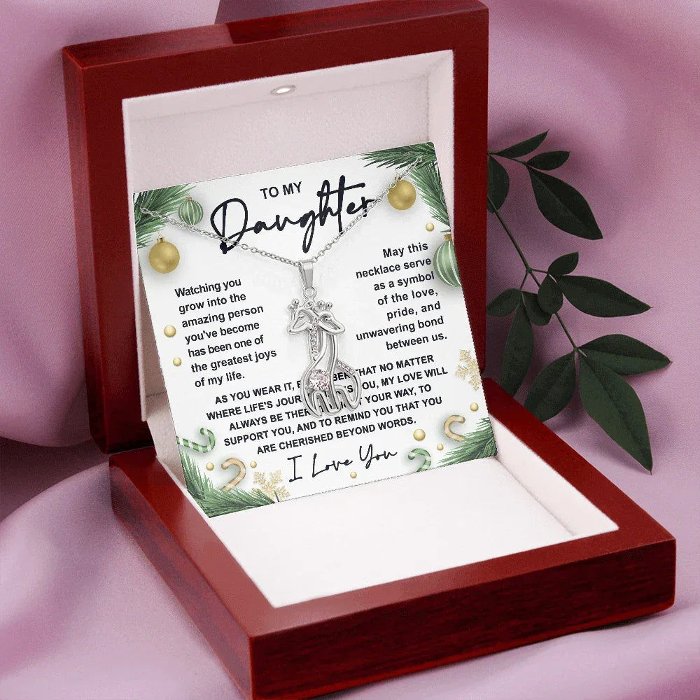 Gift for Daughter - You are Cherished Beyond Words - Giraffe Pendant Necklace