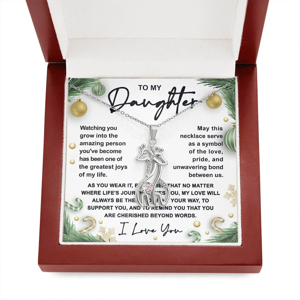 Gift for Daughter - You are Cherished Beyond Words - Giraffe Pendant Necklace