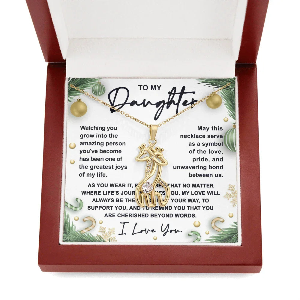 Gift for Daughter - You are Cherished Beyond Words - Giraffe Pendant Necklace