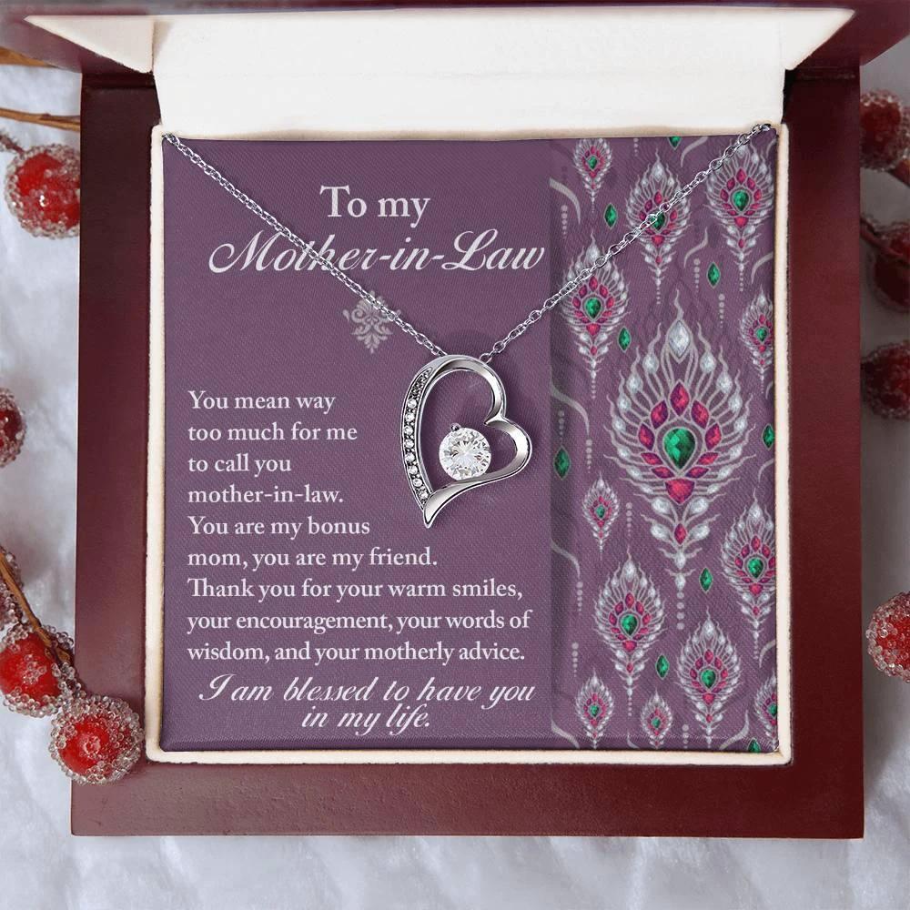 Mother-in-Law Gift You Are My Bonus Mom, My Friend Forever Love Heart Pendant Necklace