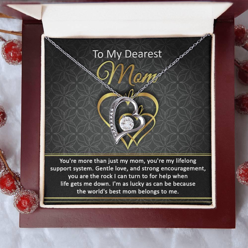 To My Dearest Mom You Are My Rock Forever Love Heart Pendant Necklace - Mallard Moon Gift Shop