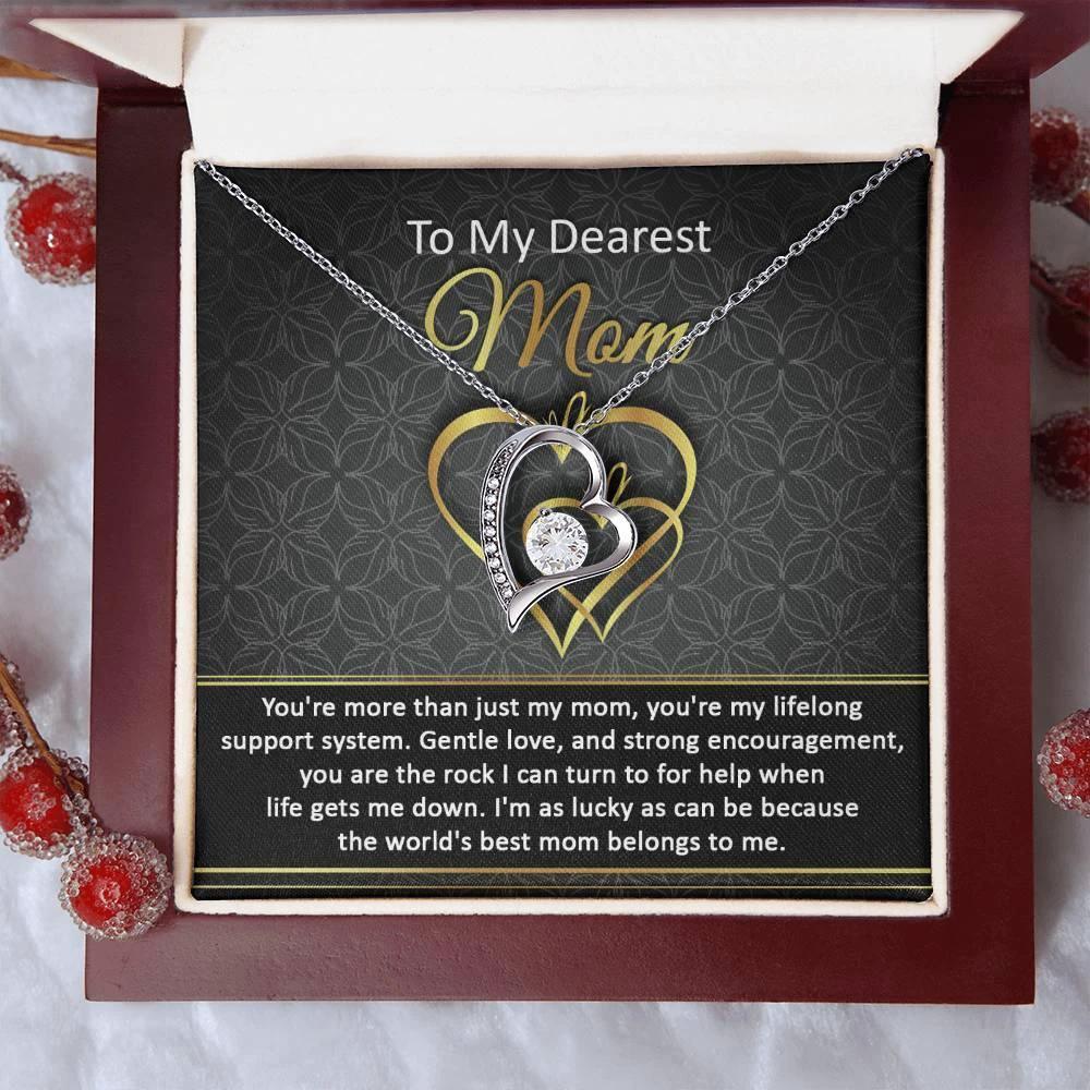 To My Dearest Mom You Are My Rock Forever Love Heart Pendant Necklace
