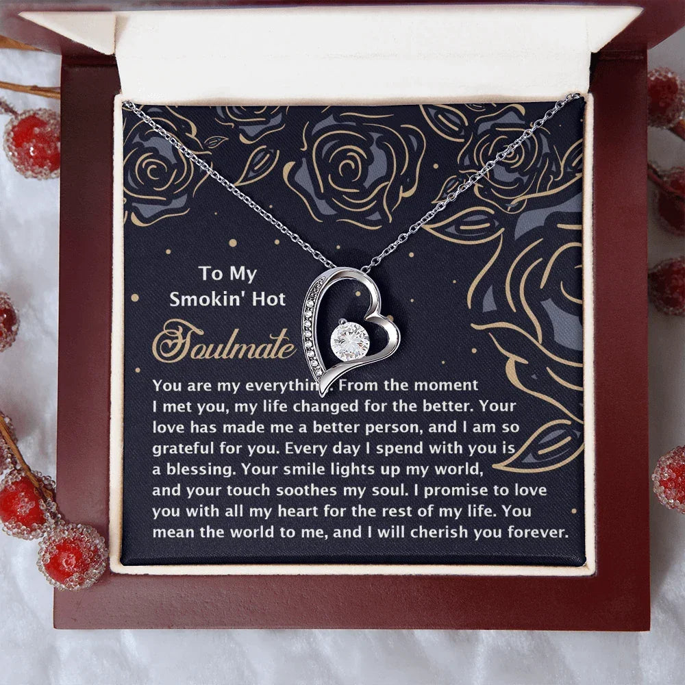 Romantic Jewelry Gift for Wife, Girlfriend, or Fiancée –Forever Love Heart Pendant Necklace with CZ Stone - Includes Elegant Message Card - Soothes My Soul