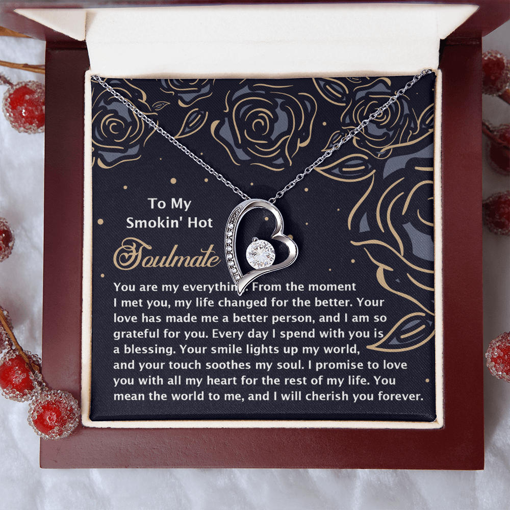 Romantic Jewelry Gift for Wife, Girlfriend, or Fiancée –Forever Love Heart Pendant Necklace with CZ Stone - Includes Elegant Message Card - Soothes My Soul - Mallard Moon Gift Shop