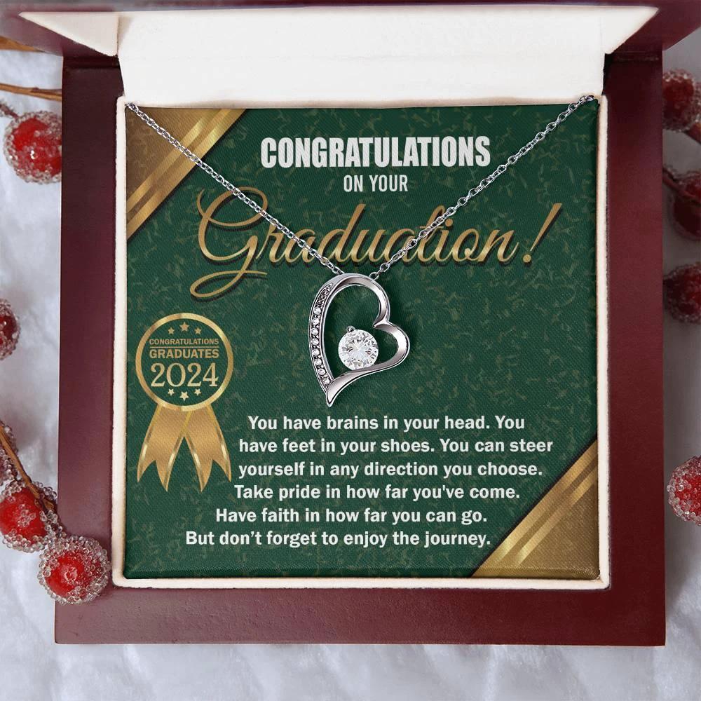 Graduation Gift for Her Congratulations Take Pride Have Faith Enjoy the Journey Heart Pendant Necklace with Gift Box