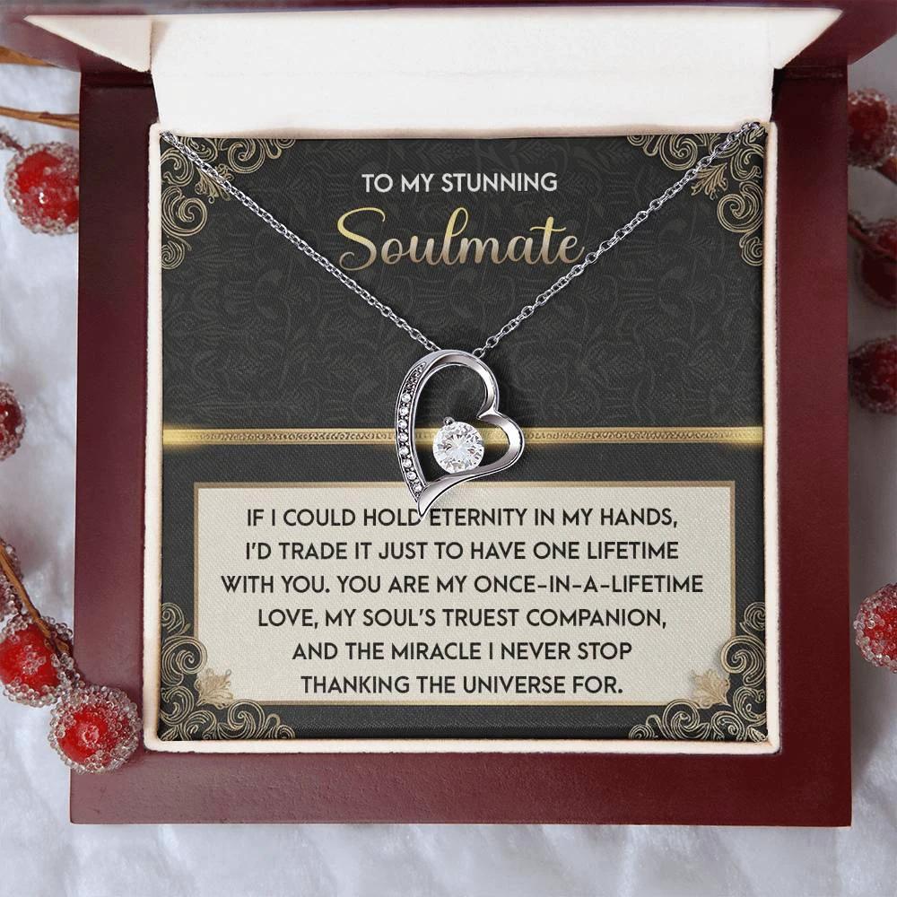 To My Soulmate: Hold Eternity Forever Love Necklace with Poetic and Heartfelt Message Card