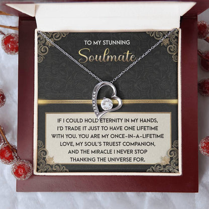 To My Soulmate: Hold Eternity Forever Love Necklace with Poetic and Heartfelt Message Card - Mallard Moon Gift Shop