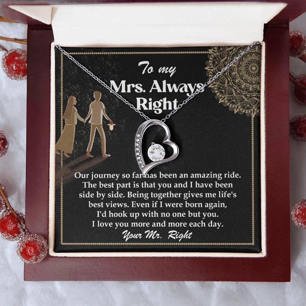 Romantic Gift for Wife - Our Journey has been an Amazing Ride - Forever Love Heart Pendant Necklace