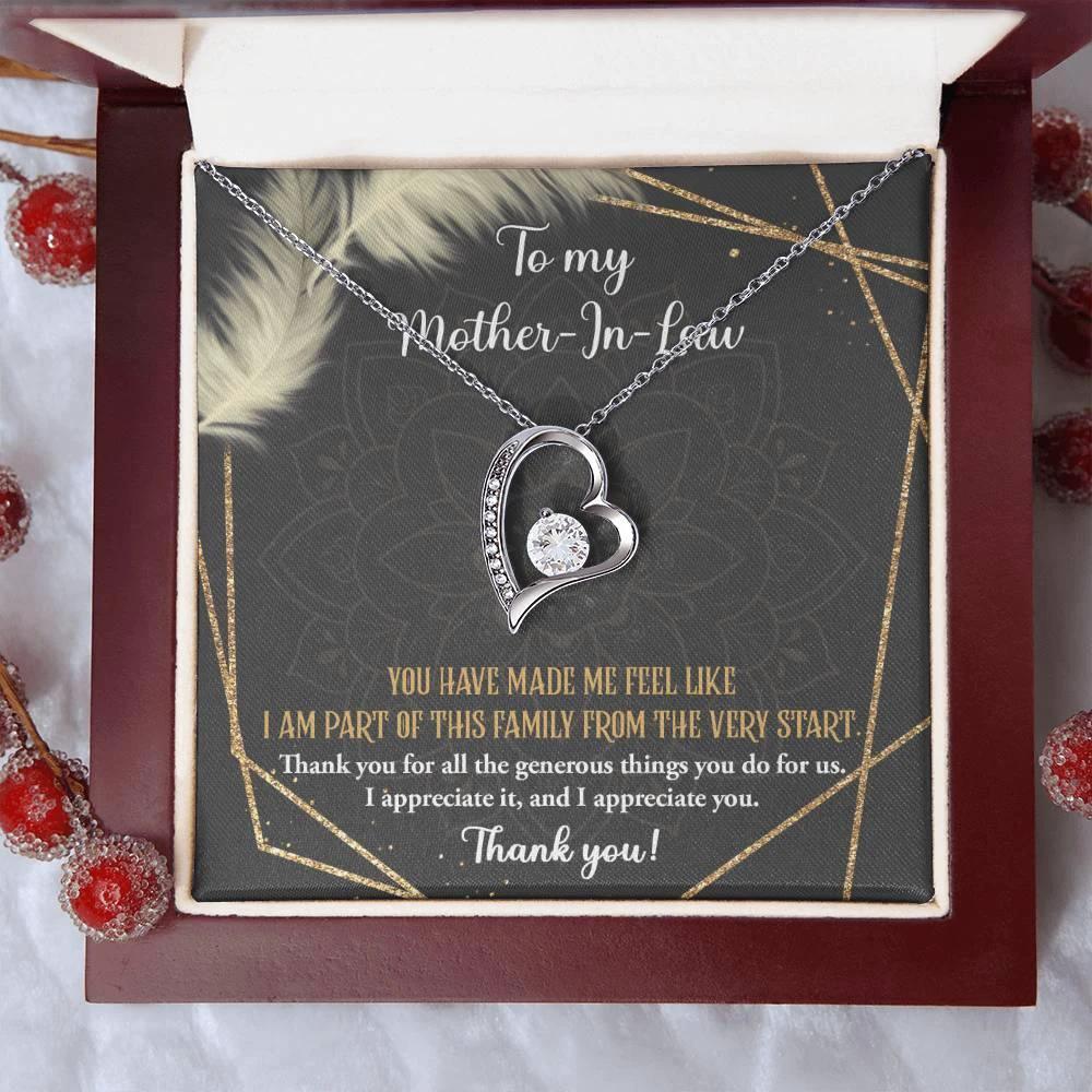 To Mother-In-Law I Appreciate All The Things You Do For Us Forever Love Heart Pendant Necklace