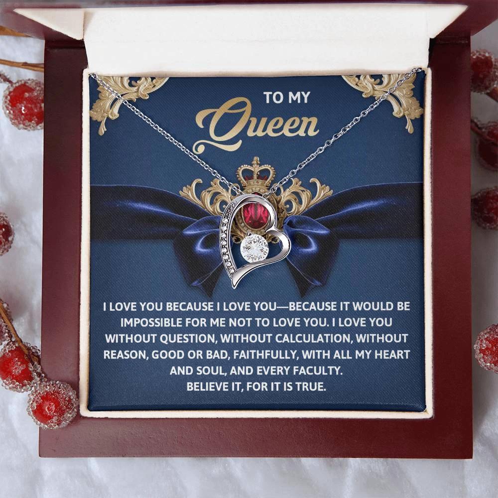 To My Queen: Forever Love Necklace with Regal and Emotional Message Card