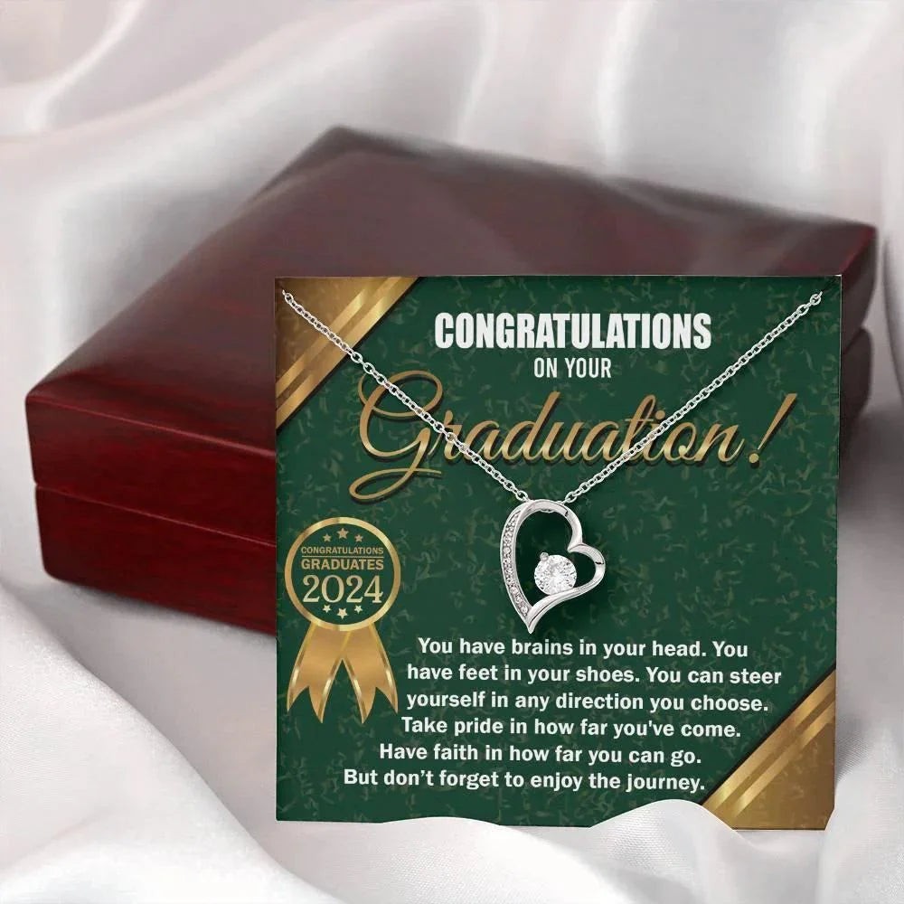Graduation Gift for Her Congratulations Take Pride Have Faith Enjoy the Journey Heart Pendant Necklace with Gift Box