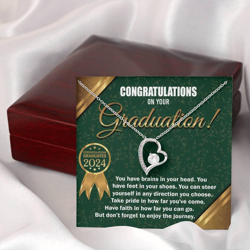 Graduation Gift for Her Congratulations Take Pride Have Faith Enjoy the Journey Heart Pendant Necklace with Gift Box - Mallard Moon Gift Shop