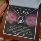 To My Chosen Bonus Mom Thank You for Stepping Up Forever Love Heart Pendant Necklace