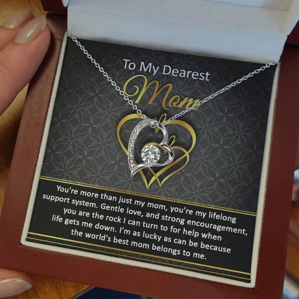 To My Dearest Mom You Are My Rock Forever Love Heart Pendant Necklace