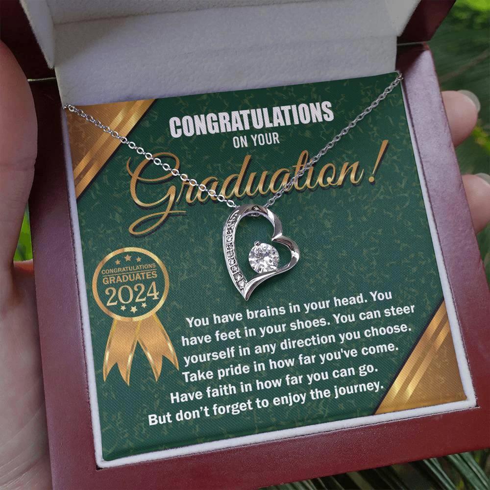 Graduation Gift for Her Congratulations Take Pride Have Faith Enjoy the Journey Heart Pendant Necklace with Gift Box