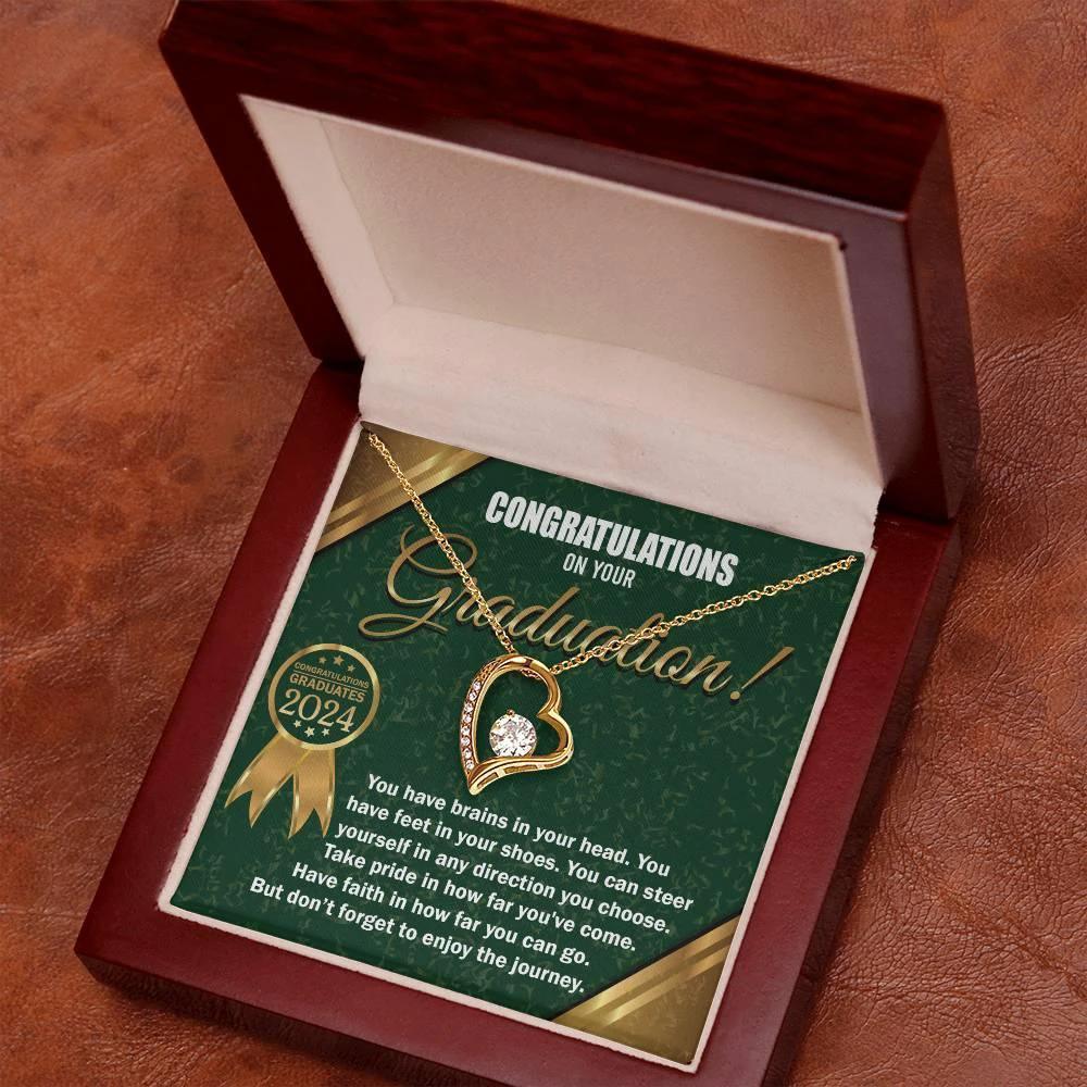 Graduation Gift for Her Congratulations Take Pride Have Faith Enjoy the Journey Heart Pendant Necklace with Gift Box