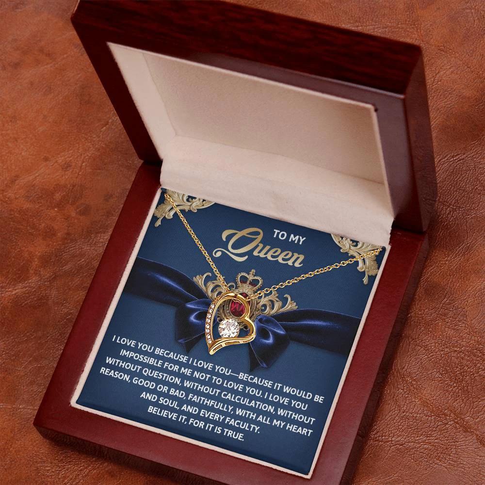 To My Queen: Forever Love Necklace with Regal and Emotional Message Card