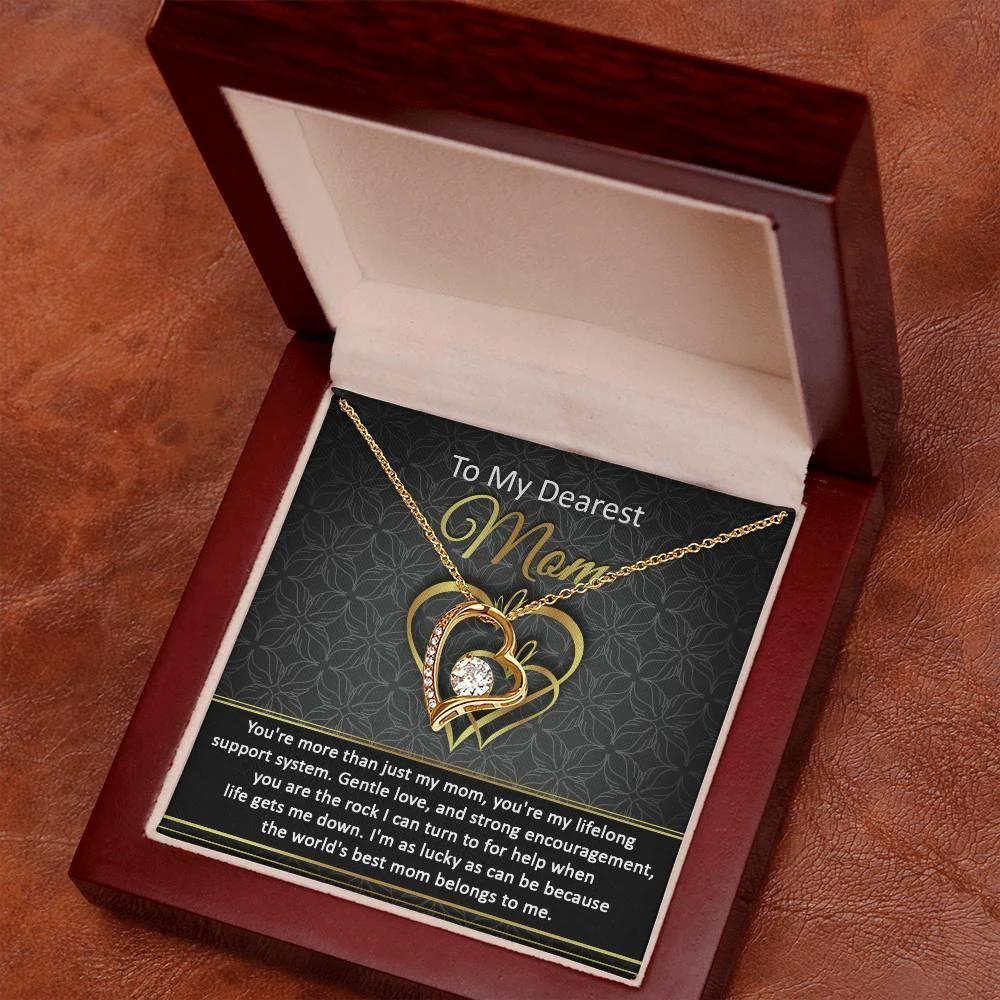 To My Dearest Mom You Are My Rock Forever Love Heart Pendant Necklace