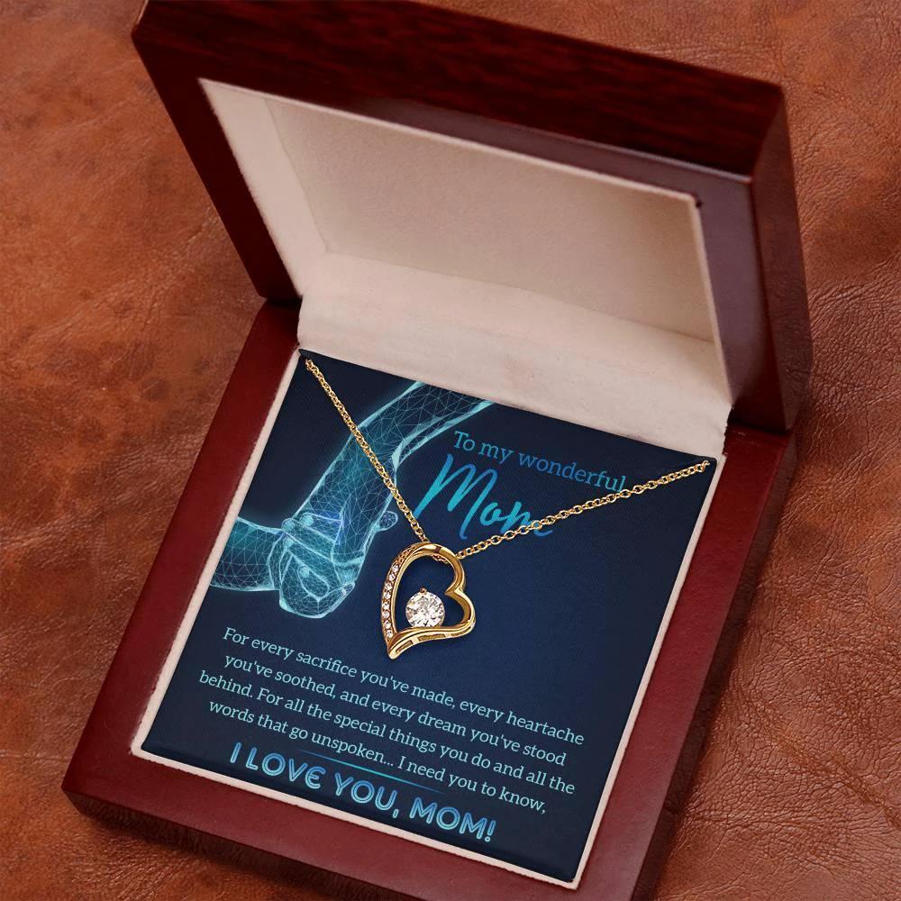 To My Wonderful Mom You Stood Behind My Dreams Forever Love Heart Pendant Necklace