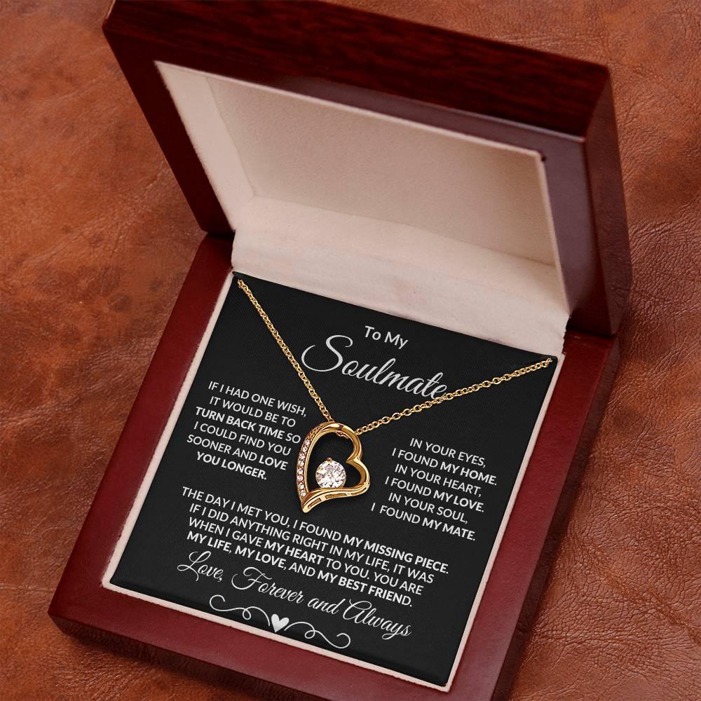 Gift for Soulmate Dazzling Forever Love Heart Necklace with Message Card and Gift Box - Mallard Moon Gift Shop