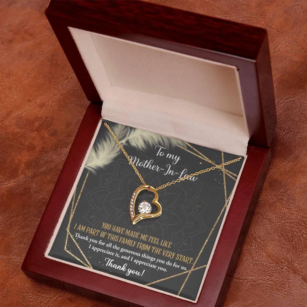 To Mother-In-Law I Appreciate All The Things You Do For Us Forever Love Heart Pendant Necklace