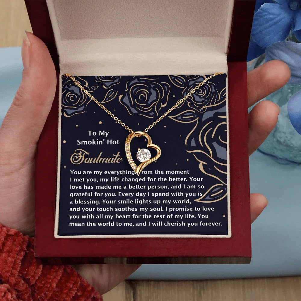 Romantic Jewelry Gift for Wife, Girlfriend, or Fiancée –Forever Love Heart Pendant Necklace with CZ Stone - Includes Elegant Message Card - Soothes My Soul