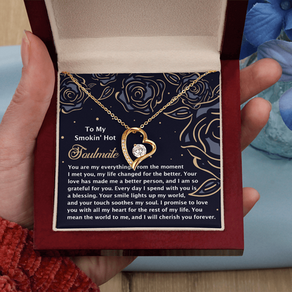 Romantic Jewelry Gift for Wife, Girlfriend, or Fiancée –Forever Love Heart Pendant Necklace with CZ Stone - Includes Elegant Message Card - Soothes My Soul - Mallard Moon Gift Shop