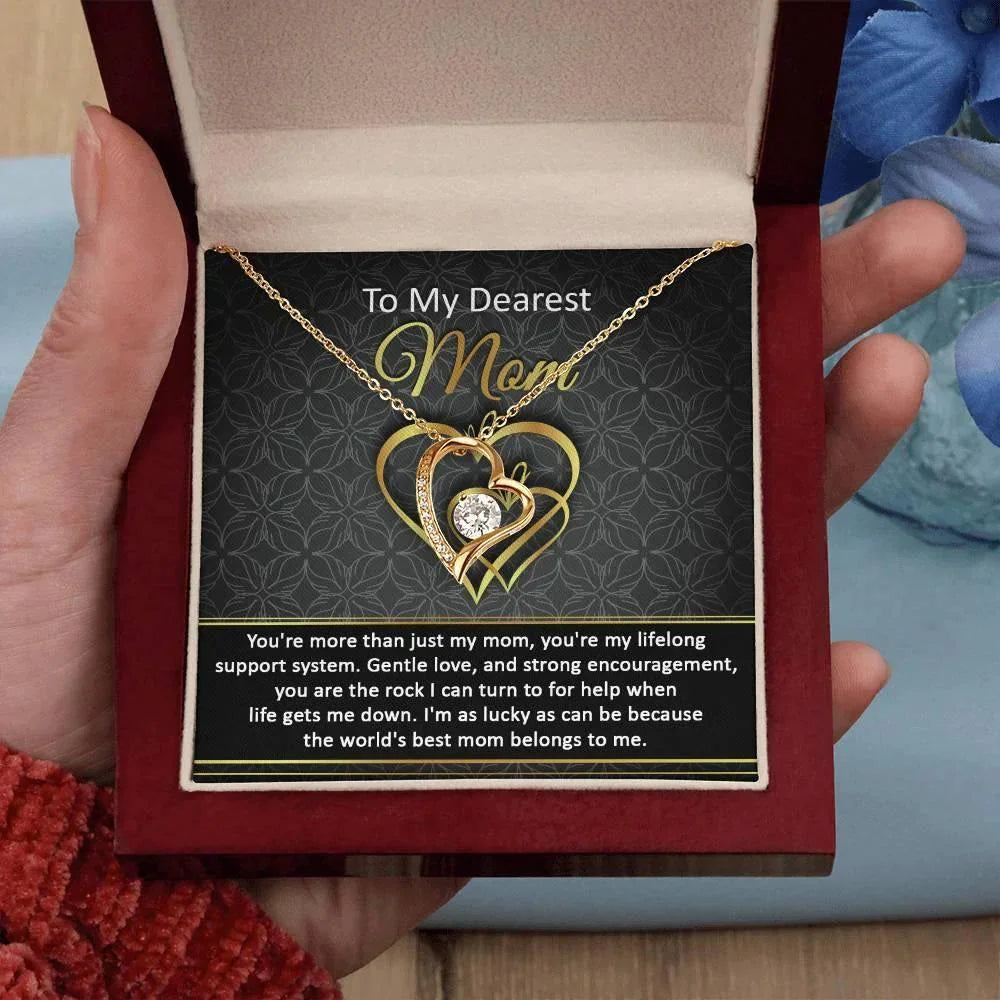 To My Dearest Mom You Are My Rock Forever Love Heart Pendant Necklace