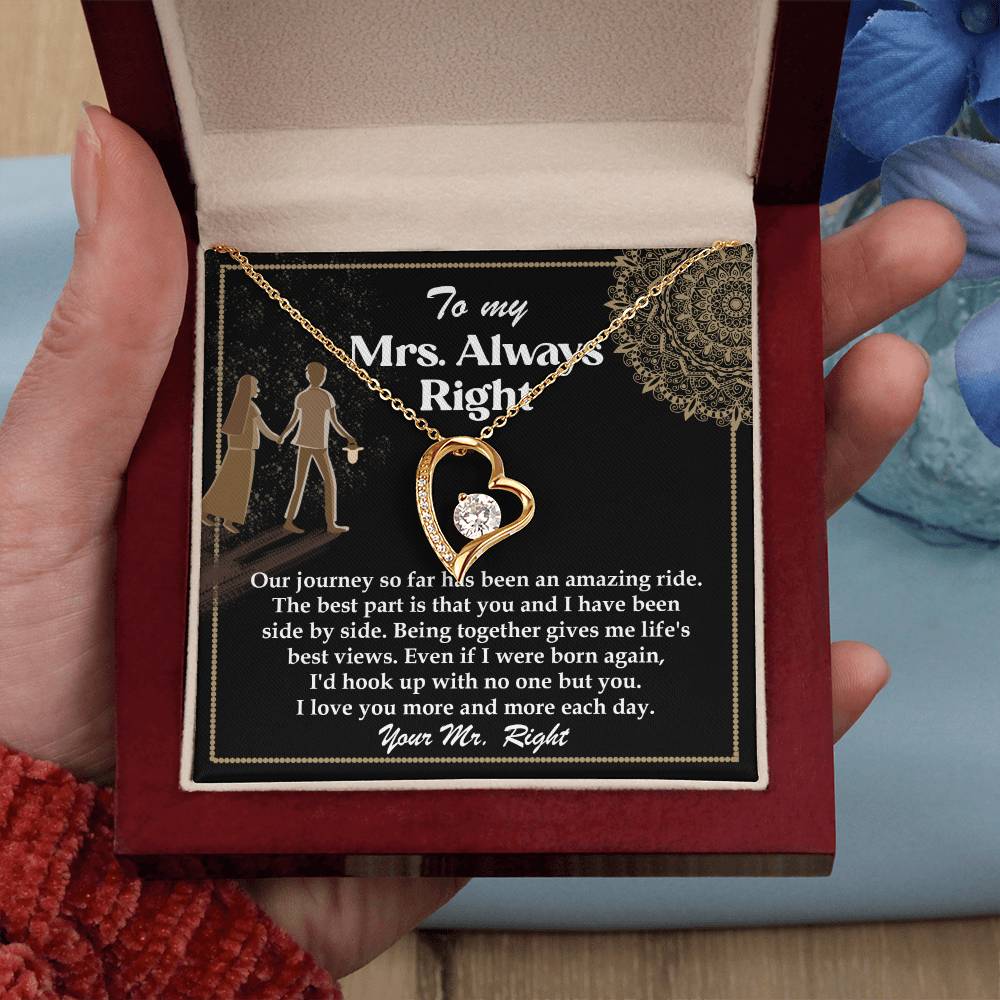 Romantic Gift for Wife - Our Journey has been an Amazing Ride - Forever Love Heart Pendant Necklace - Mallard Moon Gift Shop