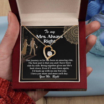 Romantic Gift for Wife - Our Journey has been an Amazing Ride - Forever Love Heart Pendant Necklace - Mallard Moon Gift Shop